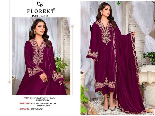 Florent DN 1024 A-D Velvet Collection Salwar Suit Catalog 4 Pcs - Image 2