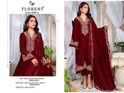Florent DN 1024 A-D Velvet Collection Salwar Suit Catalog 4 Pcs - Image 5