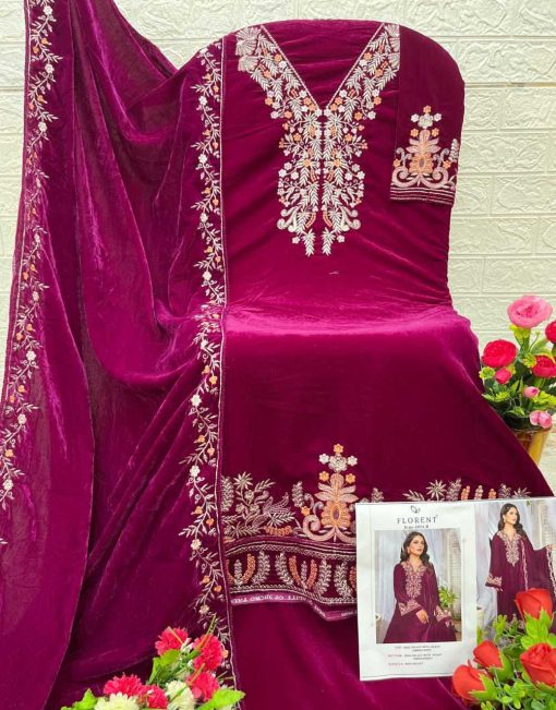 Florent DN 1024 A-D Velvet Collection Salwar Suit Catalog 4 Pcs - Image 9
