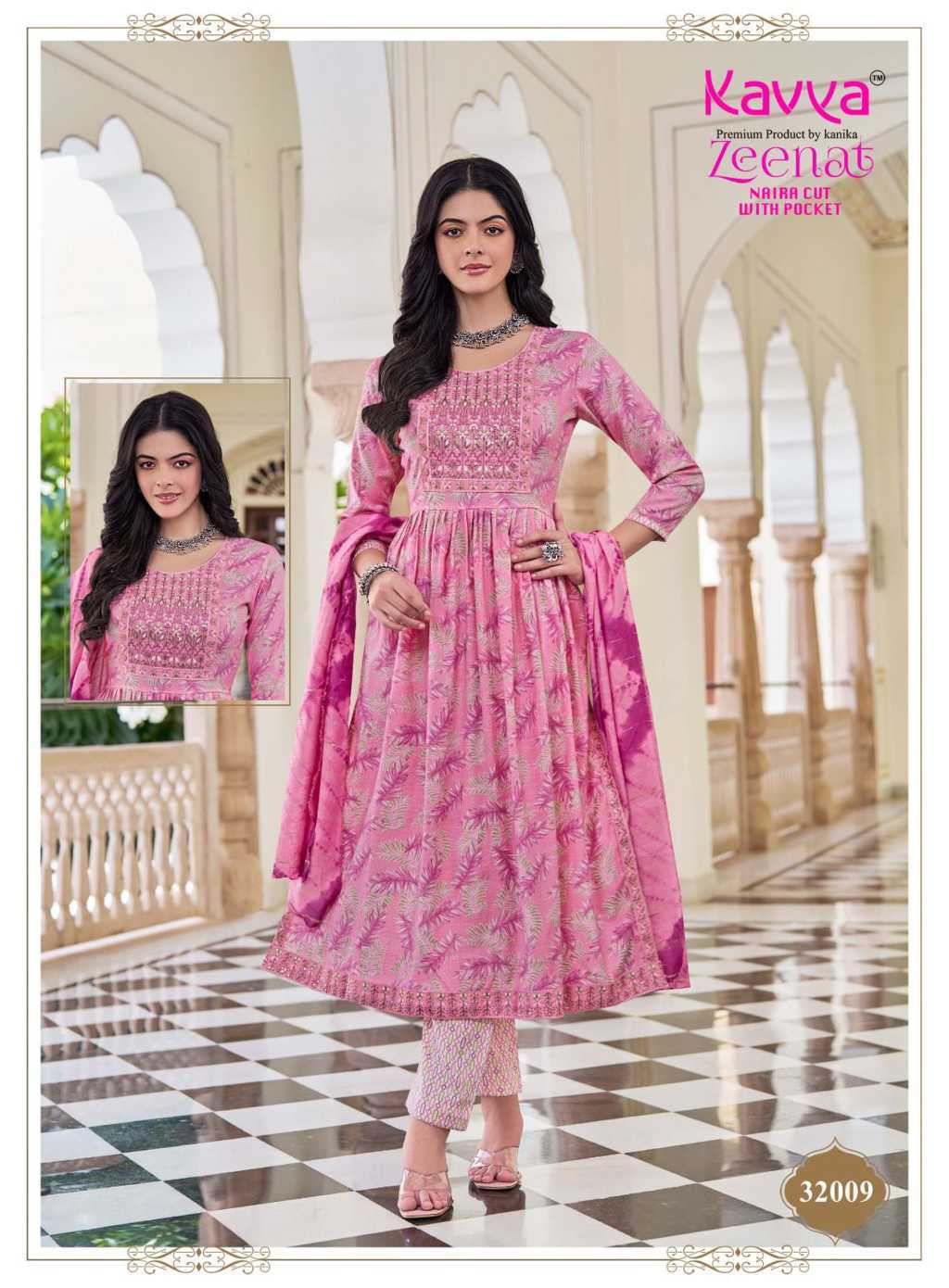 Kavya Zeenat Vol 32 Naira Cut Chanderi Readymade Suit Catalog 10 Pcs (10) Kavya Zeenat Vol 32 Naira Cut Chanderi Readymade Suit Catalog 10 Pcs - Image 11