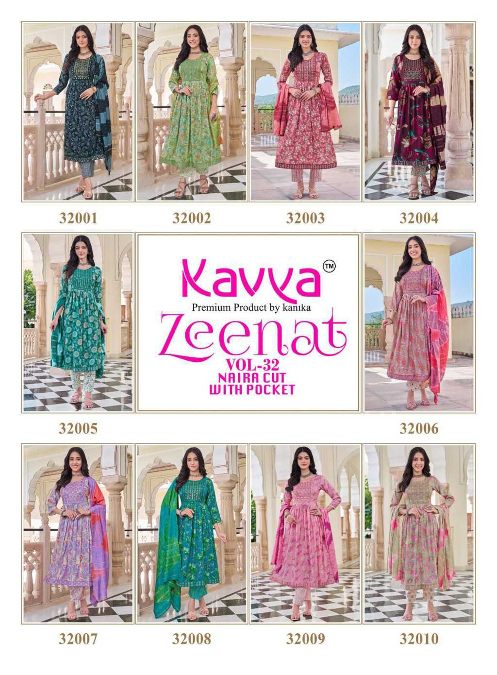 Kavya Zeenat Vol 32 Naira Cut Chanderi Readymade Suit Catalog 10 Pcs (12) Kavya Zeenat Vol 32 Naira Cut Chanderi Readymade Suit Catalog 10 Pcs - Image 13