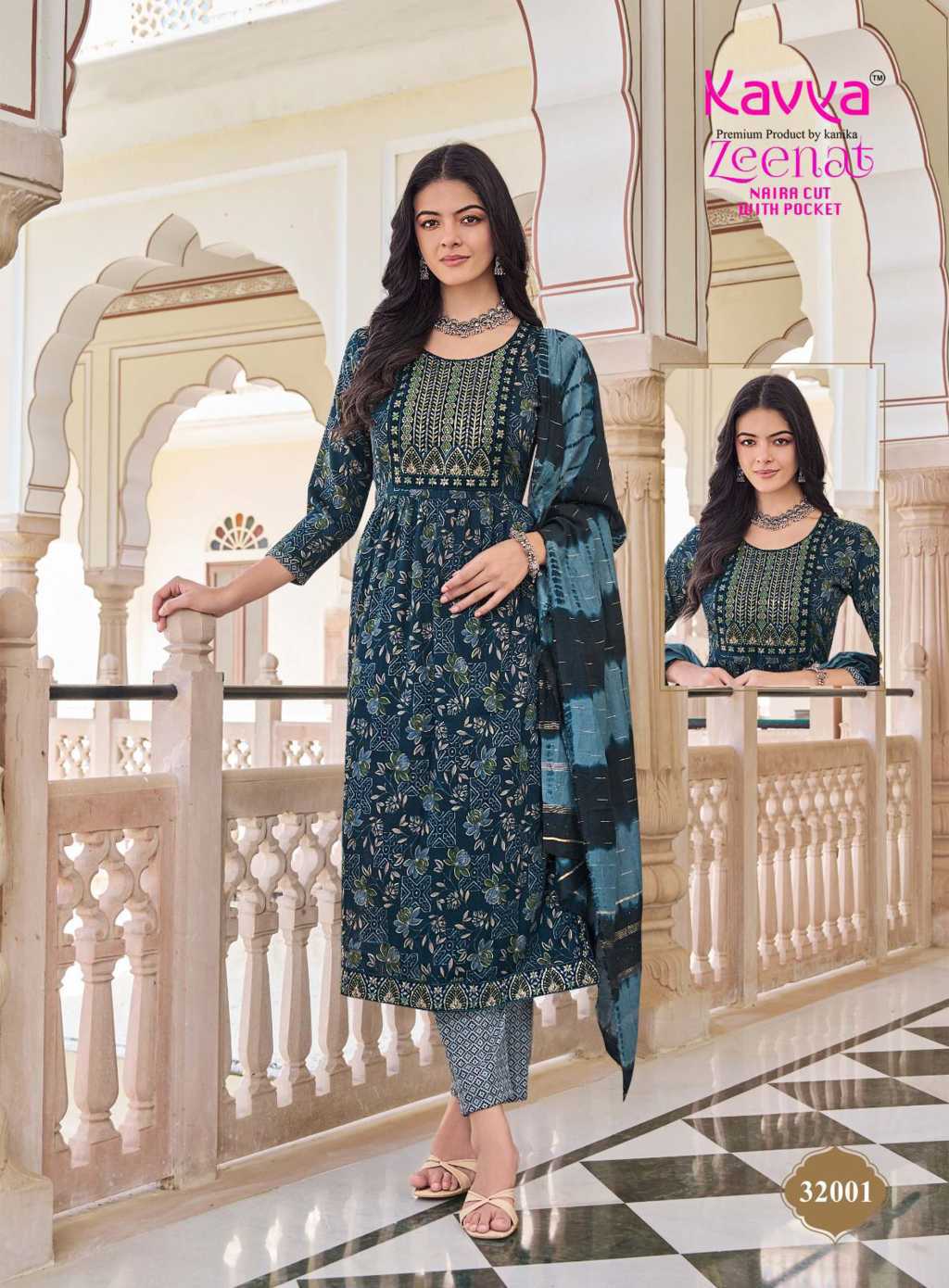 Kavya Zeenat Vol 32 Naira Cut Chanderi Readymade Suit Catalog 10 Pcs (2) Kavya Zeenat Vol 32 Naira Cut Chanderi Readymade Suit Catalog 10 Pcs - Image 3