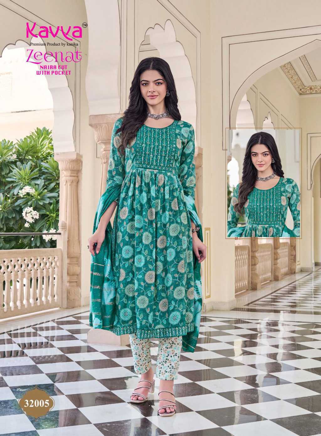 Kavya Zeenat Vol 32 Naira Cut Chanderi Readymade Suit Catalog 10 Pcs (4) Kavya Zeenat Vol 32 Naira Cut Chanderi Readymade Suit Catalog 10 Pcs - Image 5