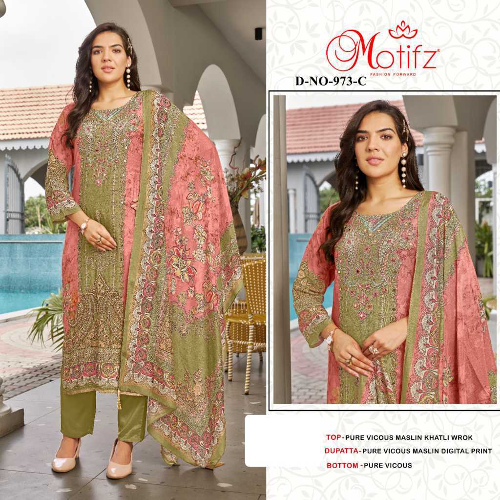 Motifz DN 973 A-D Viscose Salwar Suit Catalog 4 Pcs (2) Motifz DN 973 A-D Viscose Salwar Suit Catalog 4 Pcs - Image 3