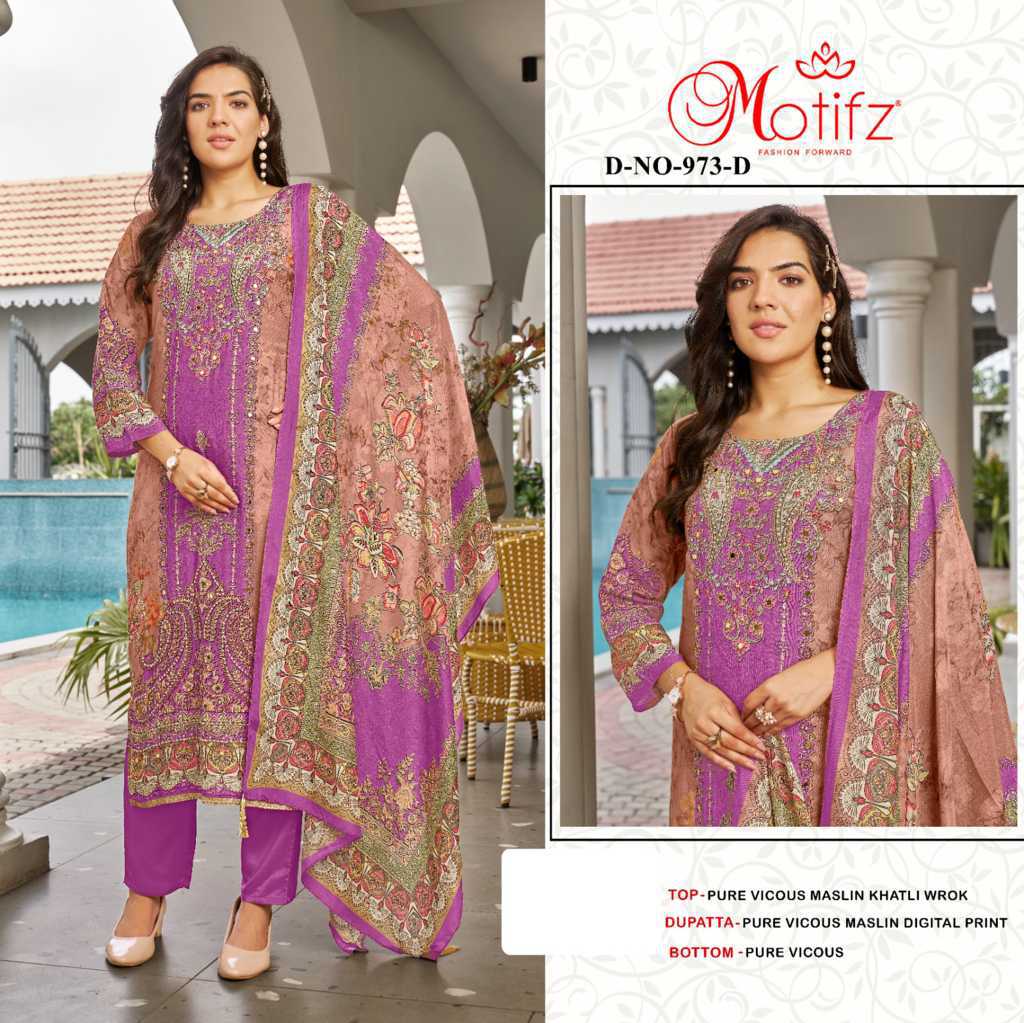 Motifz DN 973 A-D Viscose Salwar Suit Catalog 4 Pcs (3) Motifz DN 973 A-D Viscose Salwar Suit Catalog 4 Pcs - Image 4