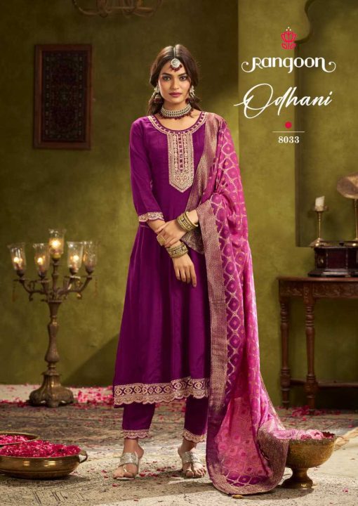 Rangoon Odhani by Kessi Chinon Readymade Salwar Suit Catalog 4 Pcs - Image 3