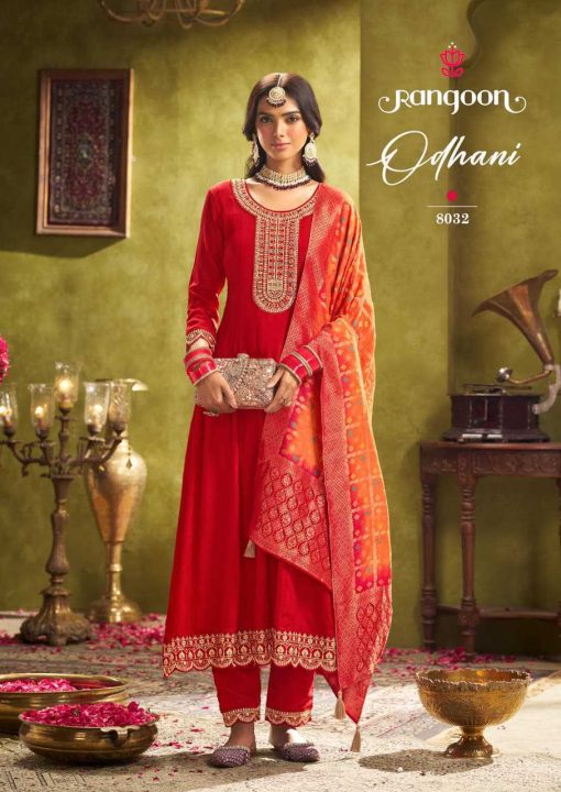 Rangoon Odhani by Kessi Chinon Readymade Salwar Suit Catalog 4 Pcs - Image 4