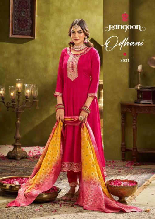 Rangoon Odhani by Kessi Chinon Readymade Salwar Suit Catalog 4 Pcs - Image 5