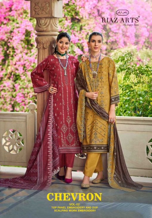 Riaz Arts Chevron Vol 2 by Mumtaz Arts Cotton Salwar Suit Catalog 8 Pcs - Image 2