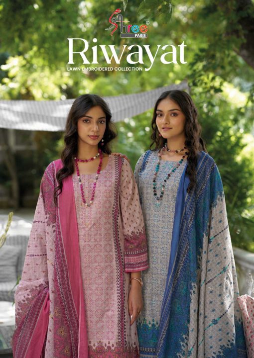 Shree Fabs Riwayat Lawn Embroidered Collection Cotton Salwar Suit Catalog 4 Pcs - Image 2