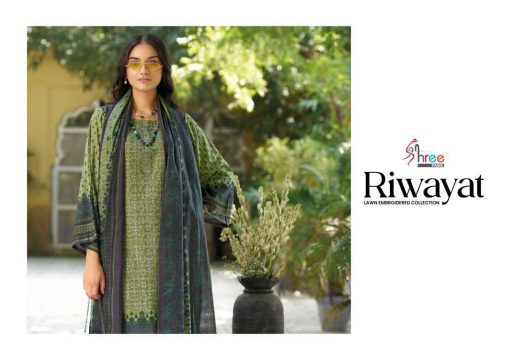 Shree Fabs Riwayat Lawn Embroidered Collection Cotton Salwar Suit Catalog 4 Pcs - Image 3