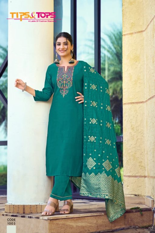 Tips and Top Maahi Vol 2 Silk Kurti with Dupatta Bottom Catalog 6 Pcs - Image 2