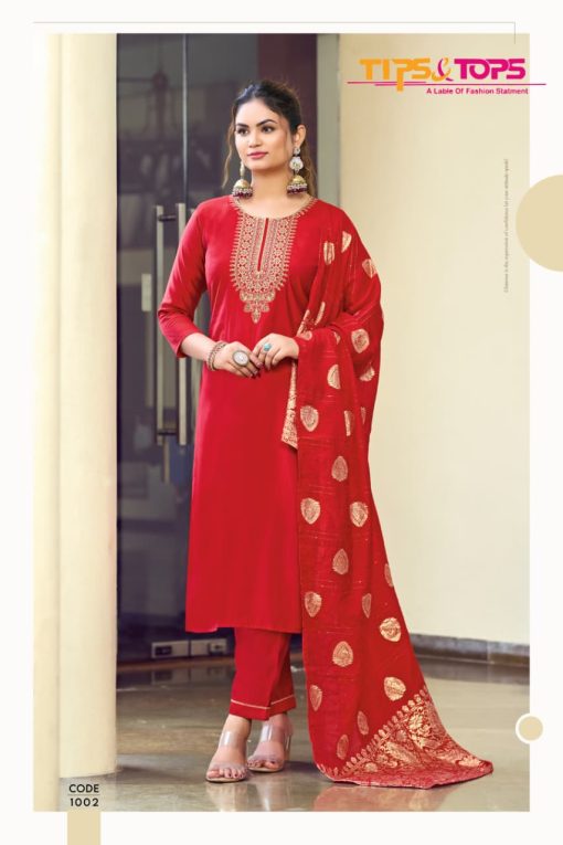 Tips and Top Maahi Vol 2 Silk Kurti with Dupatta Bottom Catalog 6 Pcs - Image 3