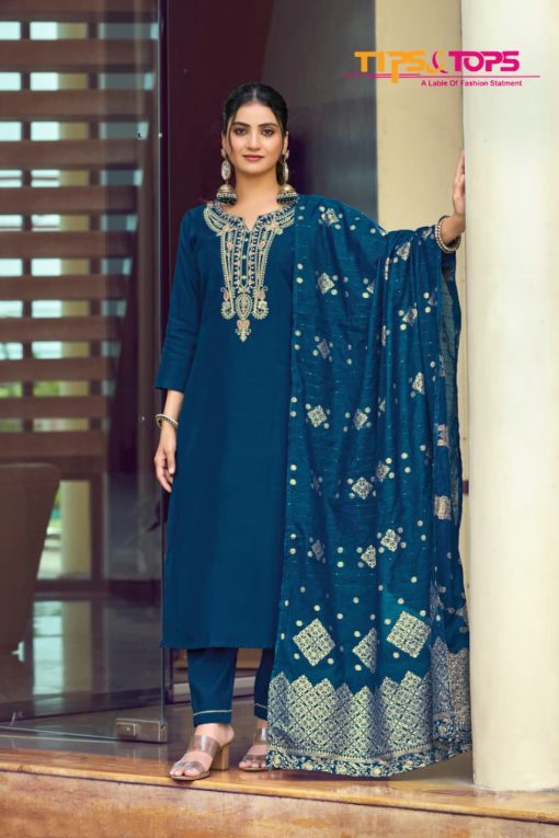 Tips and Top Maahi Vol 2 Silk Kurti with Dupatta Bottom Catalog 6 Pcs - Image 5