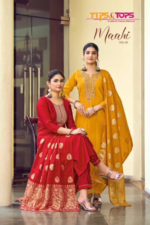 Tips and Top Maahi Vol 2 Silk Kurti with Dupatta Bottom Catalog 6 Pcs - Image 8
