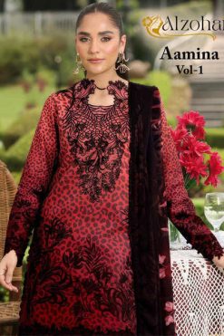 Alzohaib Aamina Vol 1 Chiffon Cotton Salwar Suit Catalog 4 Pcs 247x371 - Surat Fabrics