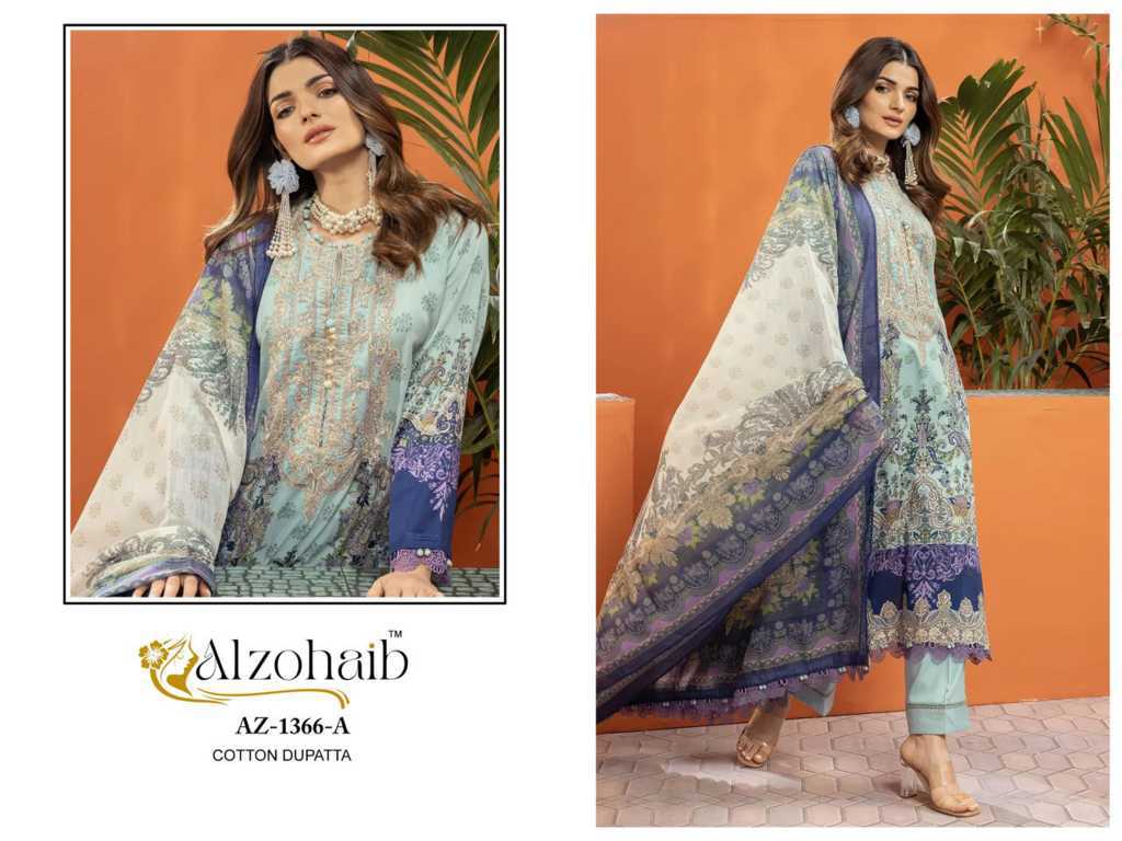 Alzohaib Aarifa Chiffon Cotton Salwar Suit Catalog 4 Pcs (2) Alzohaib Aarifa Chiffon Cotton Salwar Suit Catalog 4 Pcs - Image 3