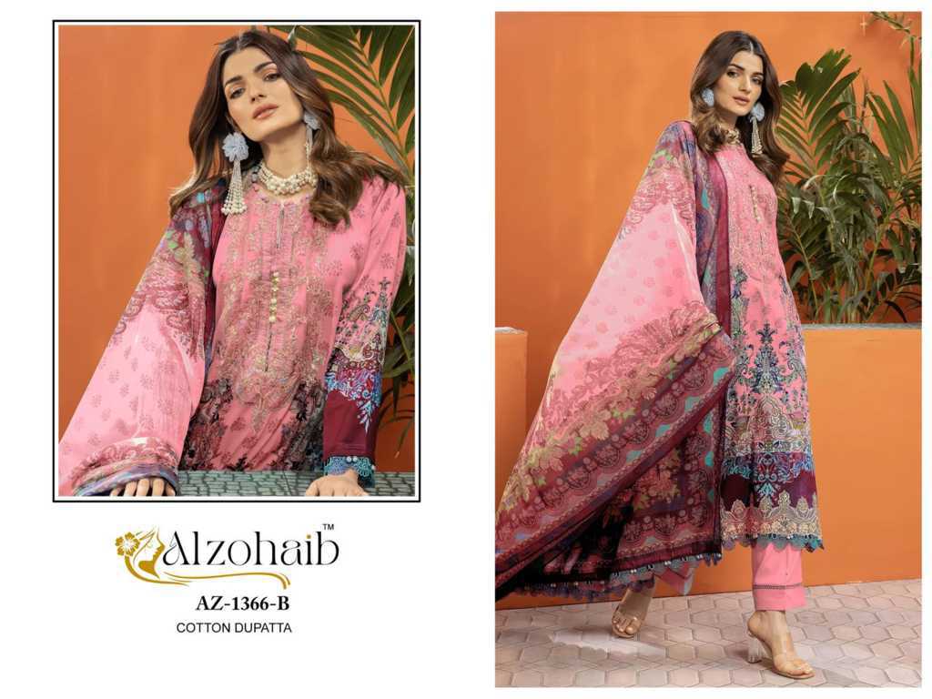 Alzohaib Aarifa Chiffon Cotton Salwar Suit Catalog 4 Pcs (3) Alzohaib Aarifa Chiffon Cotton Salwar Suit Catalog 4 Pcs - Image 4