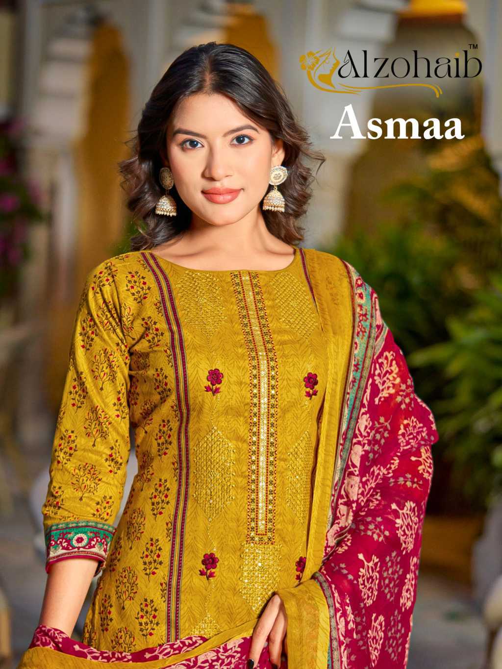 Alzohaib Asmaa Chiffon Cotton Salwar Suit Catalog 4 Pcs (1) Alzohaib Asmaa Chiffon Cotton Salwar Suit Catalog 4 Pcs - Image 2