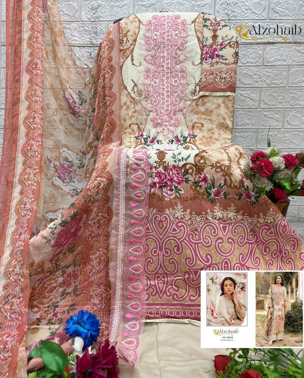 Alzohaib Rifa Vol 1 Chiffon Cotton Salwar Suit Catalog 4 Pcs (6) Alzohaib Rifa Vol 1 Chiffon Cotton Salwar Suit Catalog 4 Pcs - Image 7
