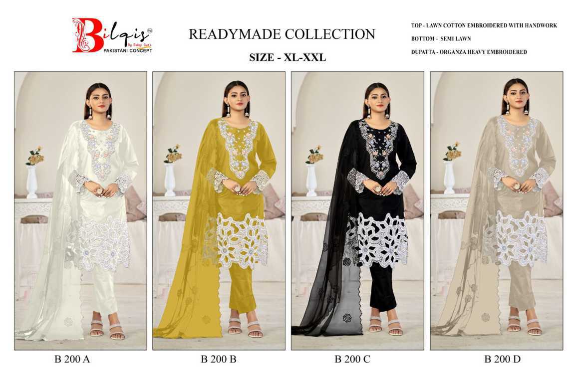 Bilqis B 200 A-D Cotton Readymade Salwar Suit Catalog 4 Pcs (9) Bilqis B 200 A-D Cotton Readymade Salwar Suit Catalog 4 Pcs - Image 10