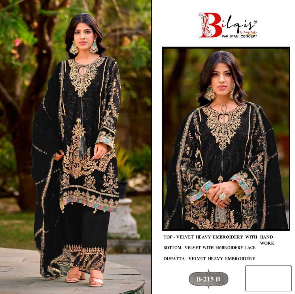 Bilqis B 215 A-D Velvet Salwar Suit Catalog 4 Pcs (3) Bilqis B 215 A-D Velvet Salwar Suit Catalog 4 Pcs - Image 4