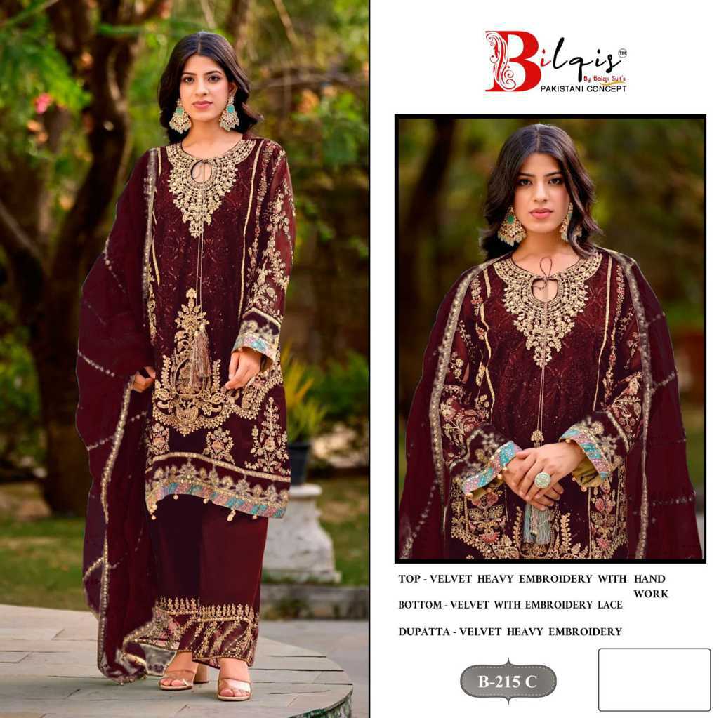 Bilqis B 215 A-D Velvet Salwar Suit Catalog 4 Pcs (5) Bilqis B 215 A-D Velvet Salwar Suit Catalog 4 Pcs - Image 6