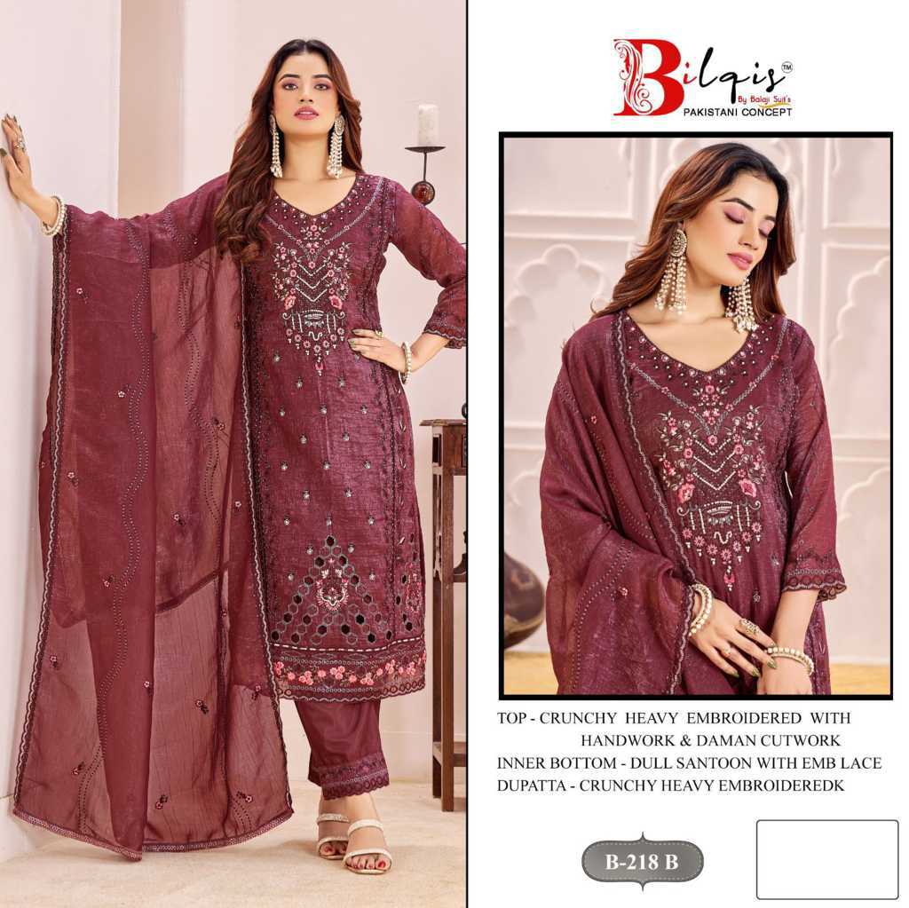 Bilqis B 218 A-D Fancy Salwar Suit Catalog 4 Pcs (3) Bilqis B 218 A-D Fancy Salwar Suit Catalog 4 Pcs - Image 4