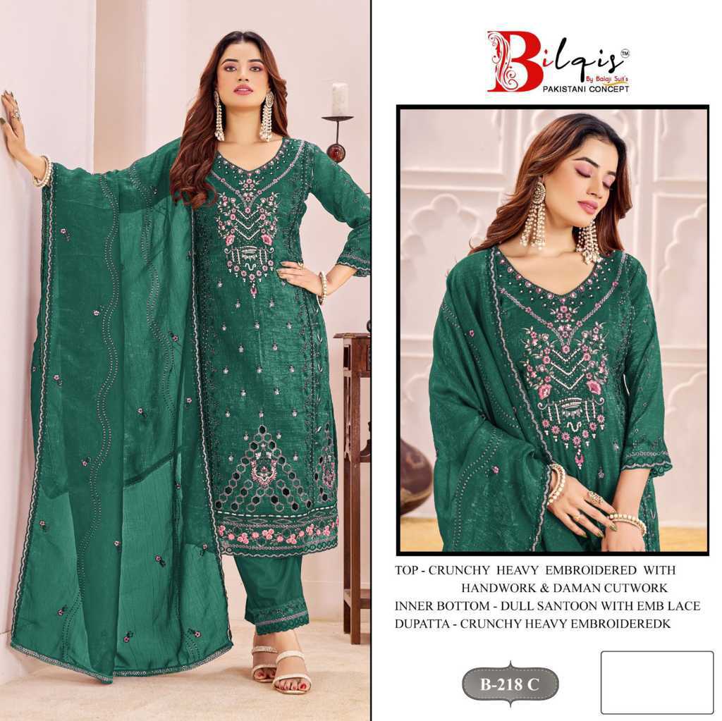 Bilqis B 218 A-D Fancy Salwar Suit Catalog 4 Pcs (5) Bilqis B 218 A-D Fancy Salwar Suit Catalog 4 Pcs - Image 6