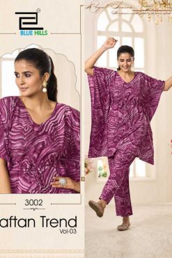Blue Hills Kaftan Trend Vol 3 Crepe Kurti with Pant Catalog 3 Pcs 247x371 - Surat Fabrics