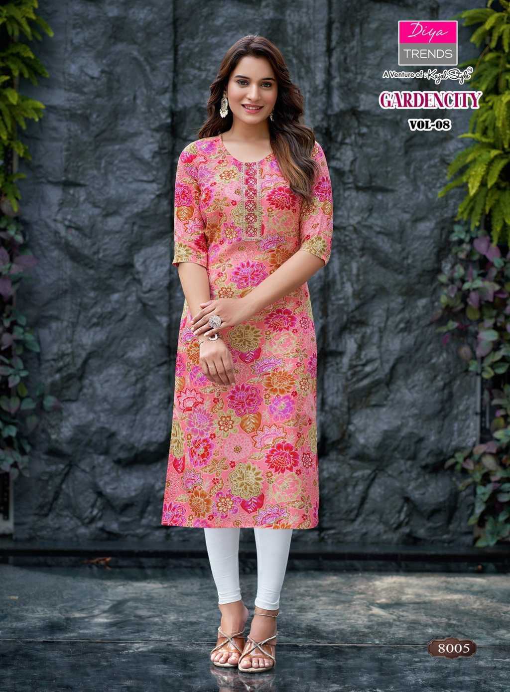 Diya Trends Gardencity Concept Vol 8 Kajal Style Rayon Kurti Catalog 12 Pcs (6) Diya Trends Gardencity Concept Vol 8 Kajal Style Rayon Kurti Catalog 12 Pcs - Image 7