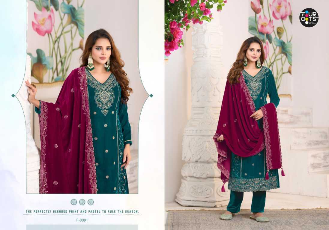Four Dots Livia by Kessi Velvet Salwar Suit Catalog 4 Pcs (4) Four Dots Livia by Kessi Velvet Salwar Suit Catalog 4 Pcs - Image 5