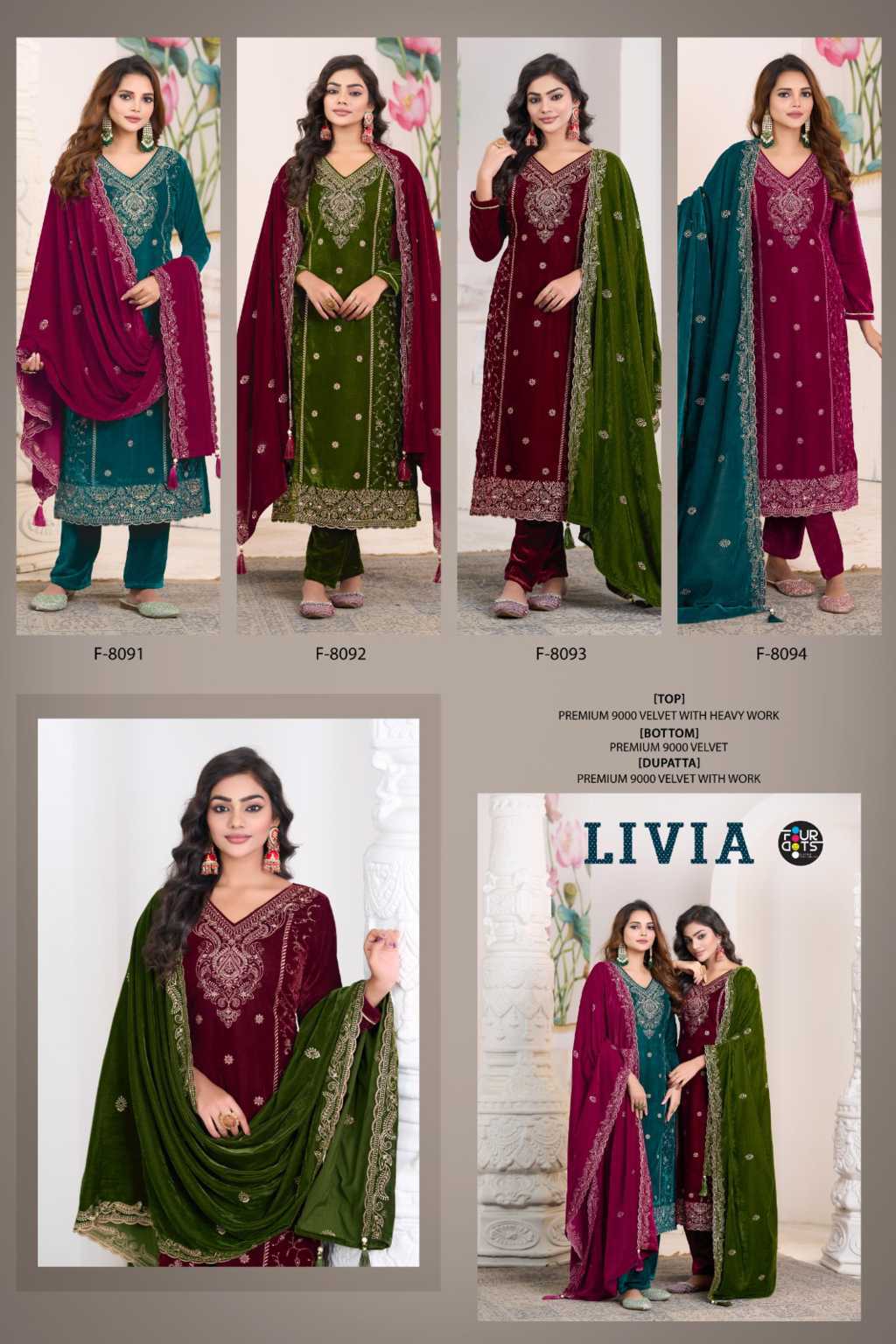 Four Dots Livia by Kessi Velvet Salwar Suit Catalog 4 Pcs (5) Four Dots Livia by Kessi Velvet Salwar Suit Catalog 4 Pcs - Image 6