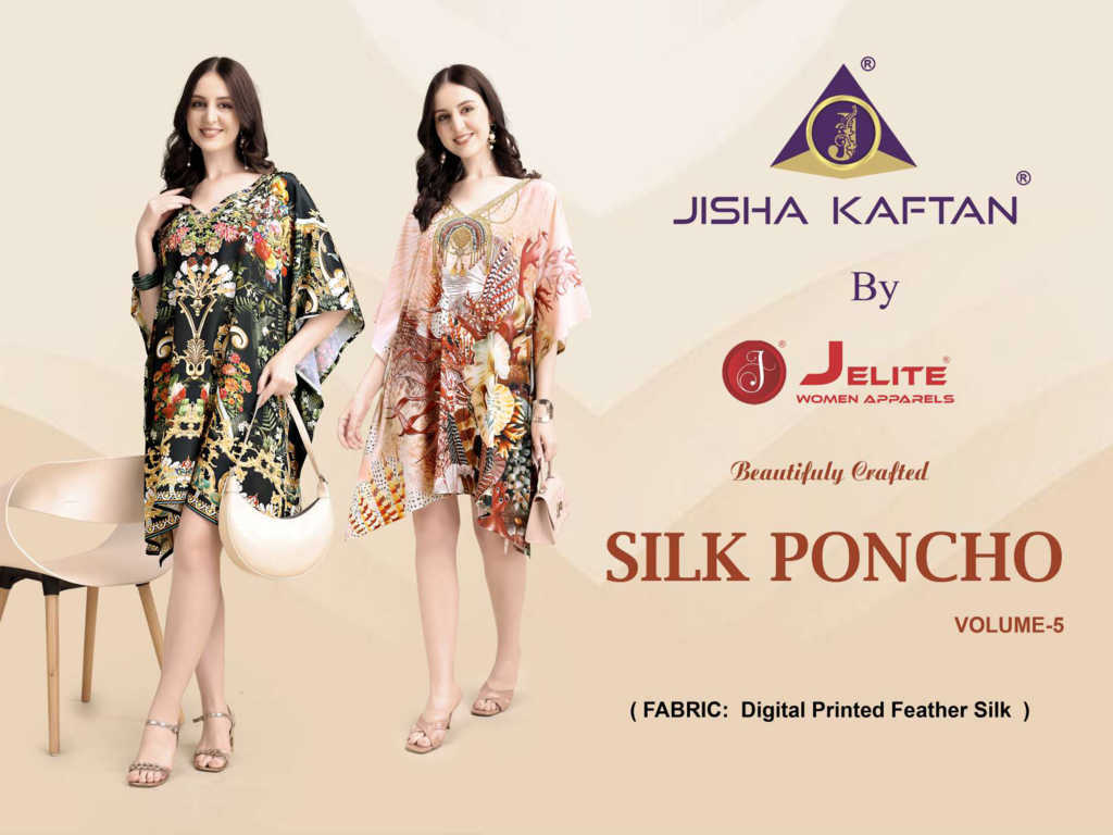 Jelite Silk Poncho Kaftan Vol 5 Kurti Catalog 8 Pcs (1) Jelite Silk Poncho Kaftan Vol 5 Kurti Catalog 8 Pcs - Image 2