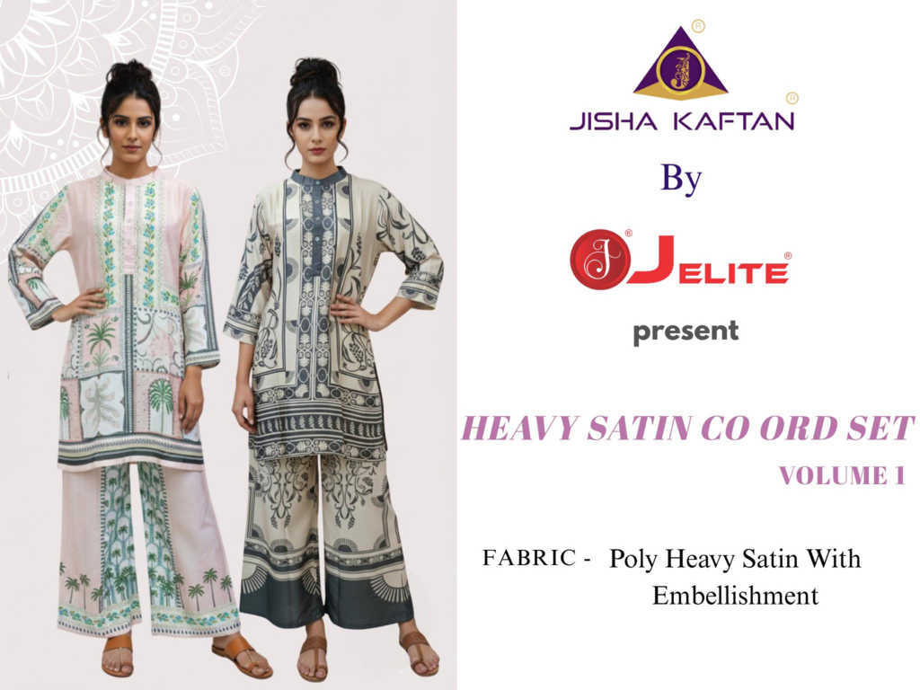 Jisha Heavy Satin CO ORD Set Vol 1 Wholesale Catalog 4 Pcs (1) Jisha Heavy Satin CO ORD Set Vol 1 Wholesale Catalog 4 Pcs - Image 2