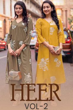 Kadlee Heer Vol 2 Rayon Kurti with Bottom Catalog 6 Pcs 247x371 - Surat Fabrics