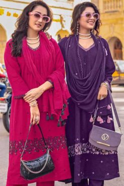 Kadlee Kesariya Viscose Kurti with Dupatta Bottom Catalog 4 Pcs 247x371 - Surat Fabrics