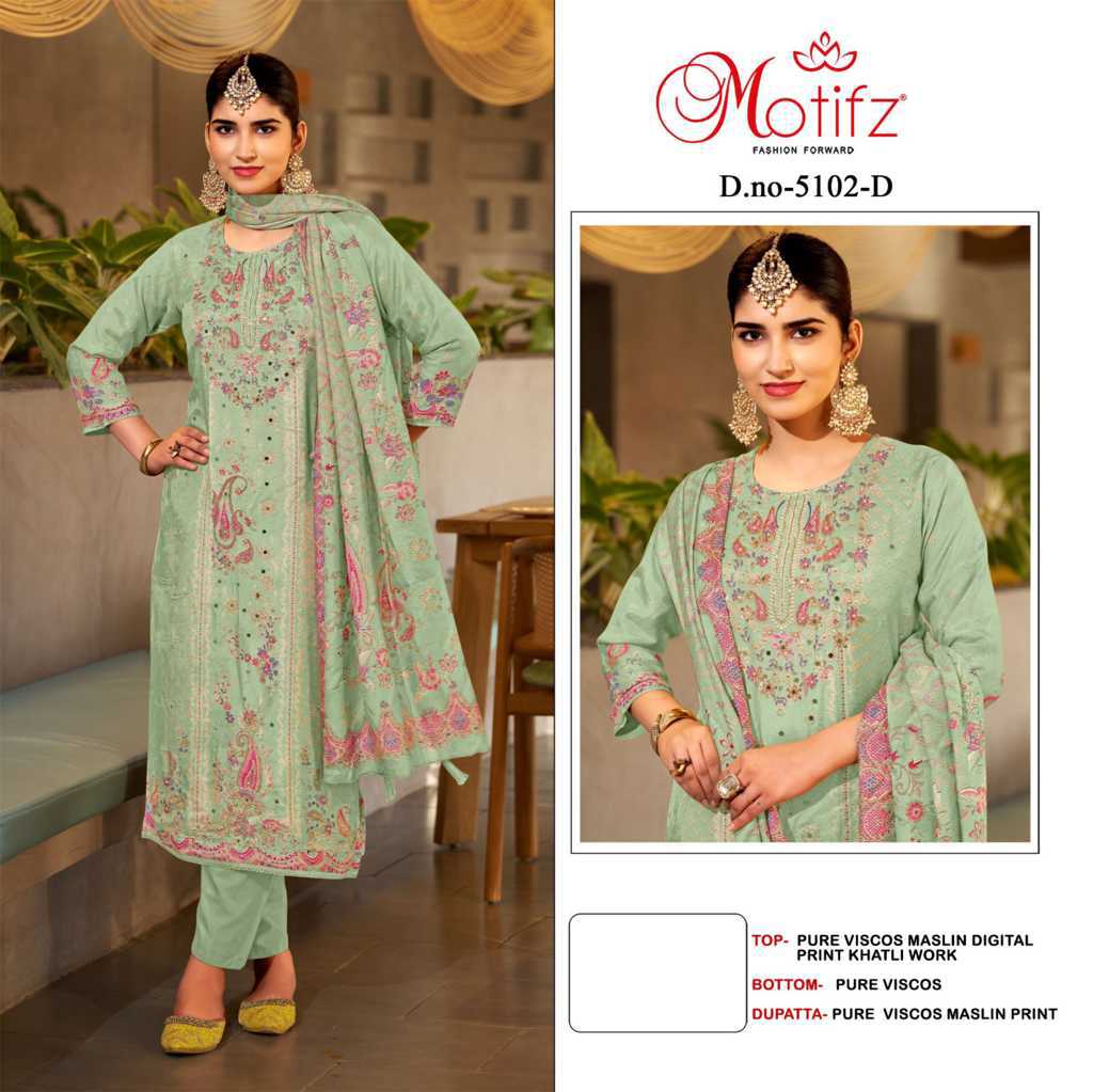 Motifz DN 5102 A-D Viscose Salwar Suit Catalog 4 Pcs (4) Motifz DN 5102 A-D Viscose Salwar Suit Catalog 4 Pcs - Image 5
