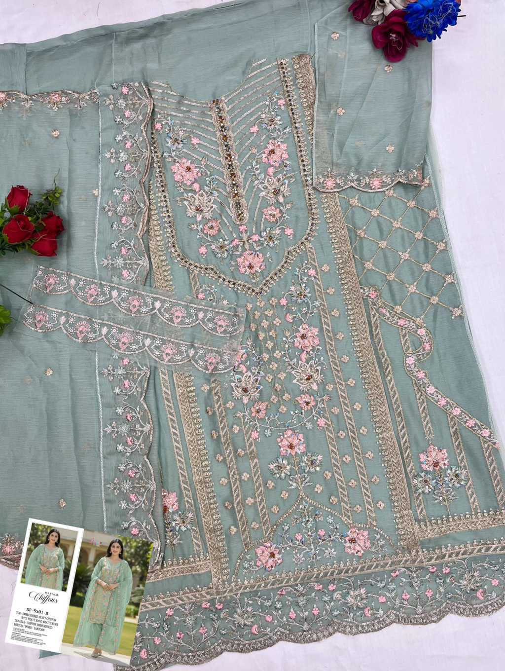 Shree Fabs Maria B Chiffons SF 5501 A-D Chiffon Salwar Suit Catalog 4 Pcs (5) Shree Fabs Maria B Chiffons SF 5501 A-D Chiffon Salwar Suit Catalog 4 Pcs - Image 6