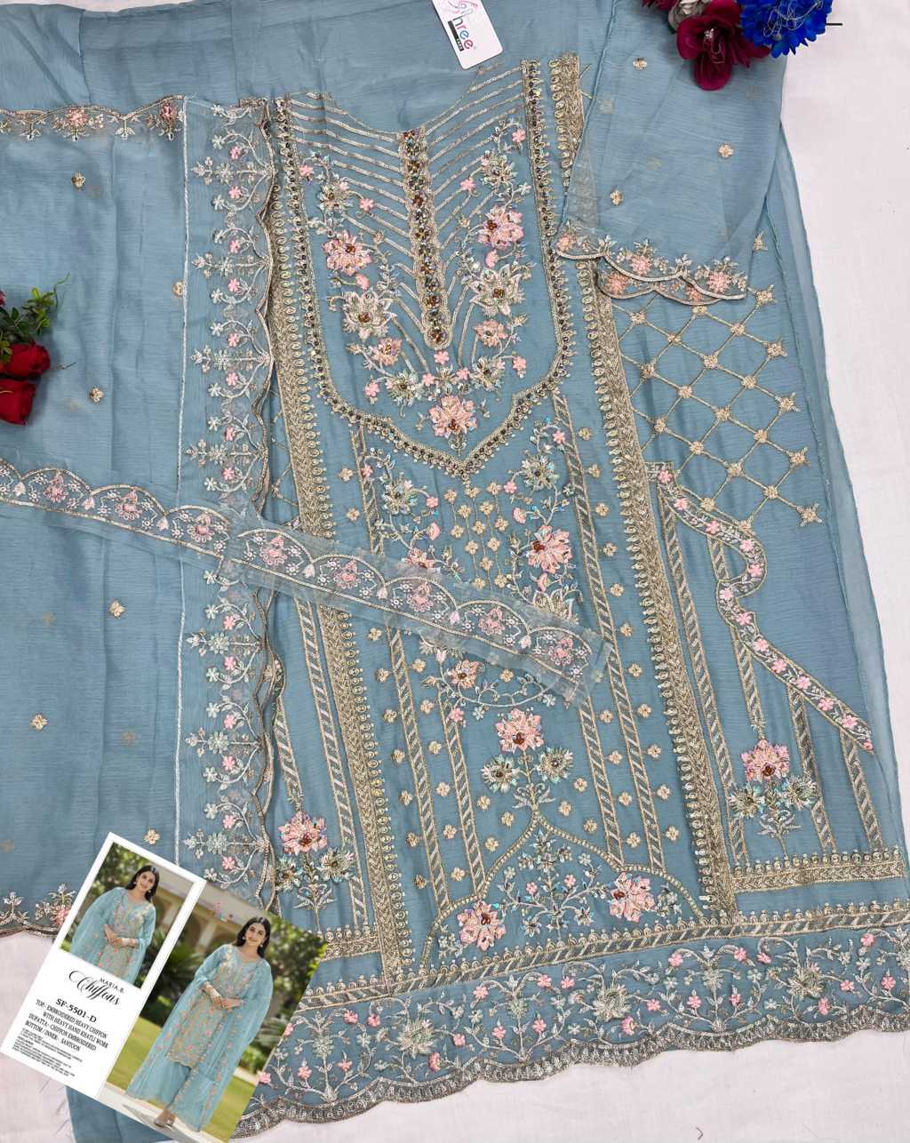 Shree Fabs Maria B Chiffons SF 5501 A-D Chiffon Salwar Suit Catalog 4 Pcs (8) Shree Fabs Maria B Chiffons SF 5501 A-D Chiffon Salwar Suit Catalog 4 Pcs - Image 9