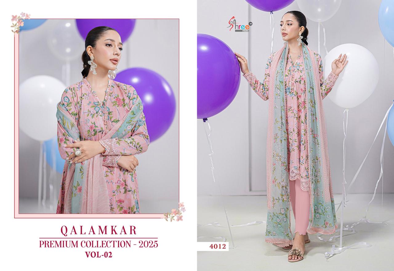 Shree Fabs Qalamkar Premium Collection 25 Vol 2 Chiffon Cotton Salwar Suit Catalog 6 Pcs (11) Shree Fabs Qalamkar Premium Collection 25 Vol 2 Chiffon Cotton Salwar Suit Catalog 6 Pcs - Image 12