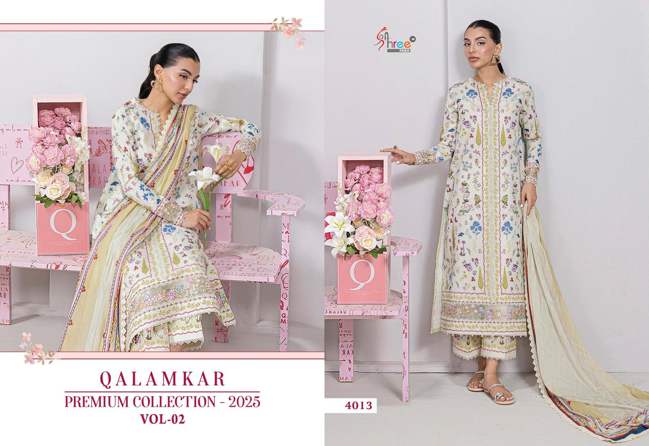 Shree Fabs Qalamkar Premium Collection 25 Vol 2 Chiffon Cotton Salwar Suit Catalog 6 Pcs (13) Shree Fabs Qalamkar Premium Collection 25 Vol 2 Chiffon Cotton Salwar Suit Catalog 6 Pcs - Image 14