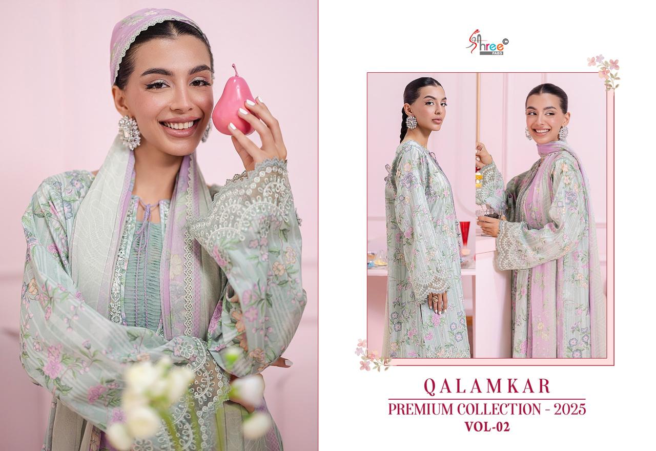 Shree Fabs Qalamkar Premium Collection 25 Vol 2 Chiffon Cotton Salwar Suit Catalog 6 Pcs (4) Shree Fabs Qalamkar Premium Collection 25 Vol 2 Chiffon Cotton Salwar Suit Catalog 6 Pcs - Image 5