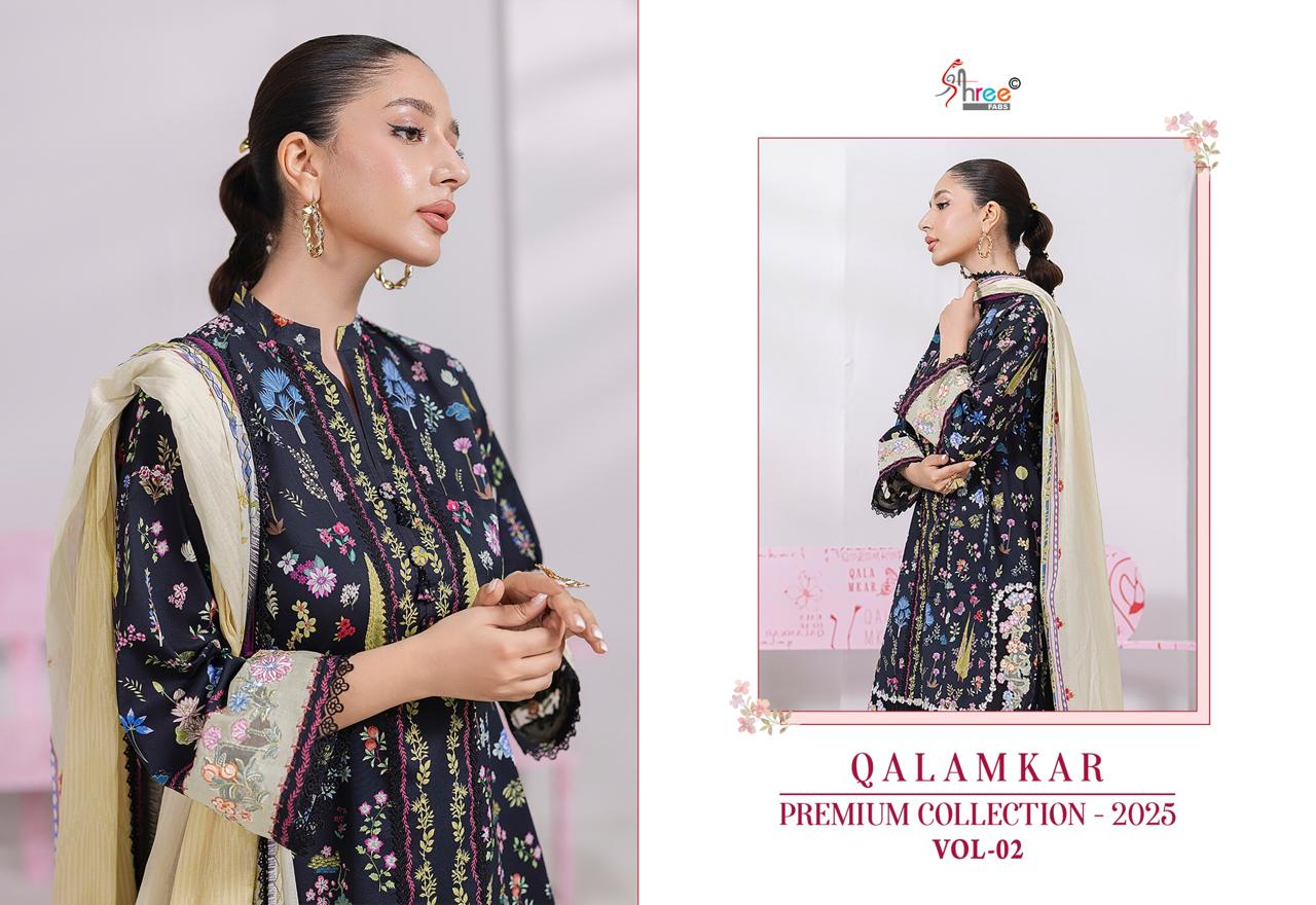Shree Fabs Qalamkar Premium Collection 25 Vol 2 Chiffon Cotton Salwar Suit Catalog 6 Pcs (6) Shree Fabs Qalamkar Premium Collection 25 Vol 2 Chiffon Cotton Salwar Suit Catalog 6 Pcs - Image 7
