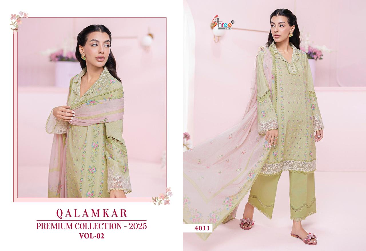 Shree Fabs Qalamkar Premium Collection 25 Vol 2 Chiffon Cotton Salwar Suit Catalog 6 Pcs (8) Shree Fabs Qalamkar Premium Collection 25 Vol 2 Chiffon Cotton Salwar Suit Catalog 6 Pcs - Image 9
