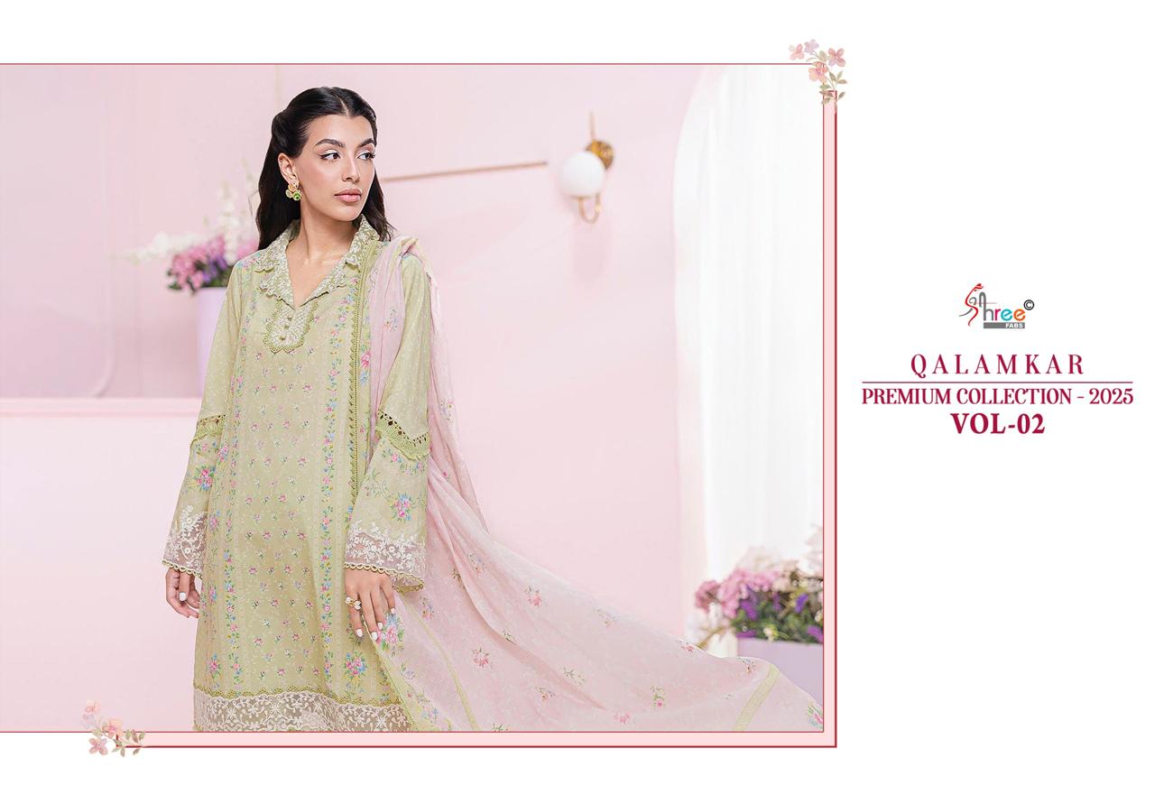 Shree Fabs Qalamkar Premium Collection 25 Vol 2 Chiffon Cotton Salwar Suit Catalog 6 Pcs (9) Shree Fabs Qalamkar Premium Collection 25 Vol 2 Chiffon Cotton Salwar Suit Catalog 6 Pcs - Image 10