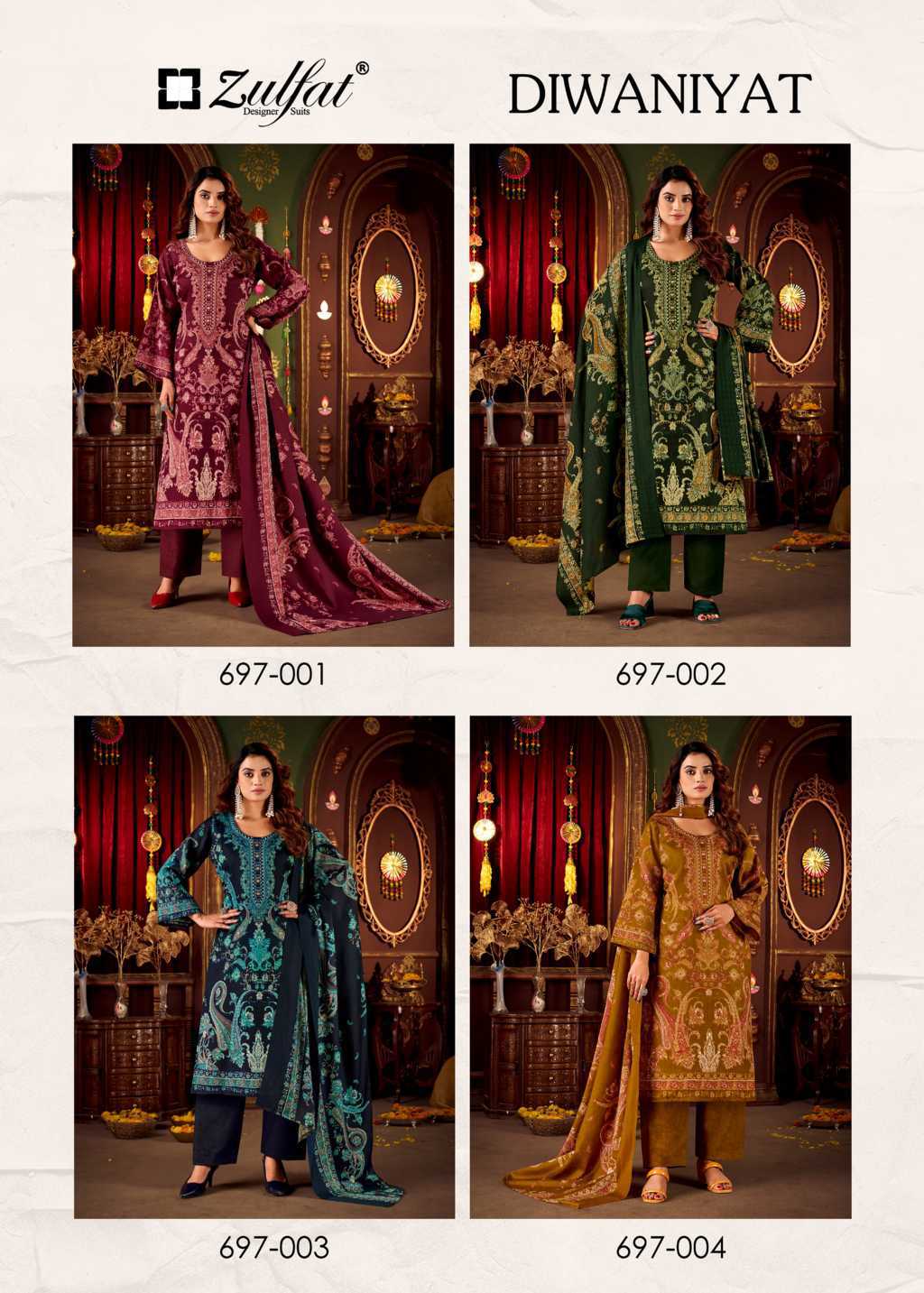Zulfat Diwaniyat by Belliza Pashmina Salwar Suit Catalog 4 Pcs (7) Zulfat Diwaniyat by Belliza Pashmina Salwar Suit Catalog 4 Pcs - Image 8