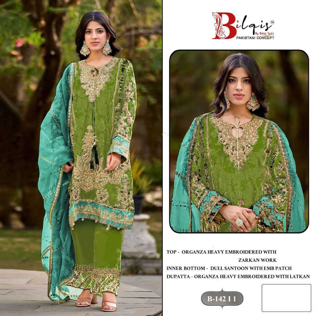 Bilqis B 142 I-L Organza Salwar Suit Catalog 4 Pcs (1) Bilqis B 142 I-L Organza Salwar Suit Catalog 4 Pcs - Image 2
