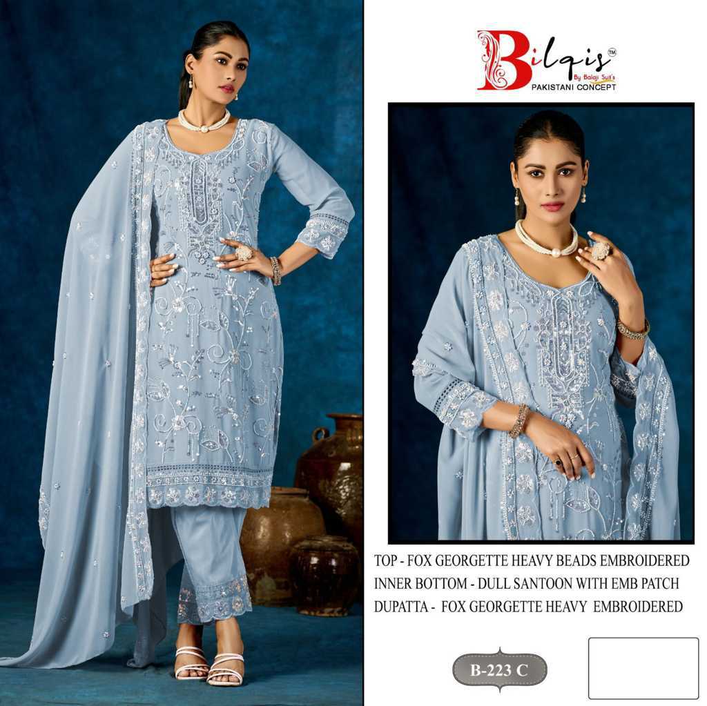 Bilqis B 223 A-D Georgette Salwar Suit Catalog 4 Pcs (5) Bilqis B 223 A-D Georgette Salwar Suit Catalog 4 Pcs - Image 6
