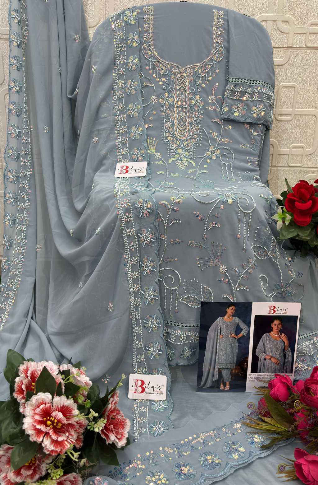 Bilqis B 223 A-D Georgette Salwar Suit Catalog 4 Pcs (6) Bilqis B 223 A-D Georgette Salwar Suit Catalog 4 Pcs - Image 7